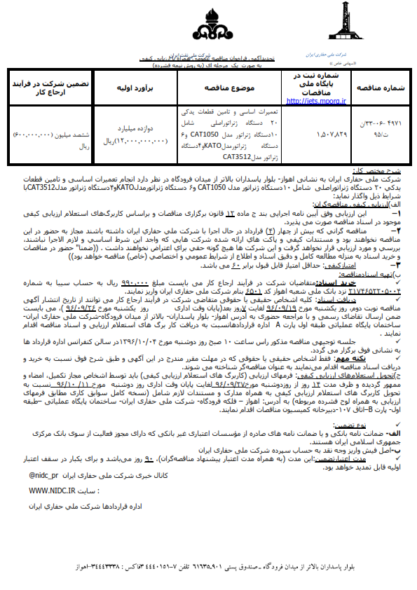تعمیرات اساسی تامین قطعات یدکی